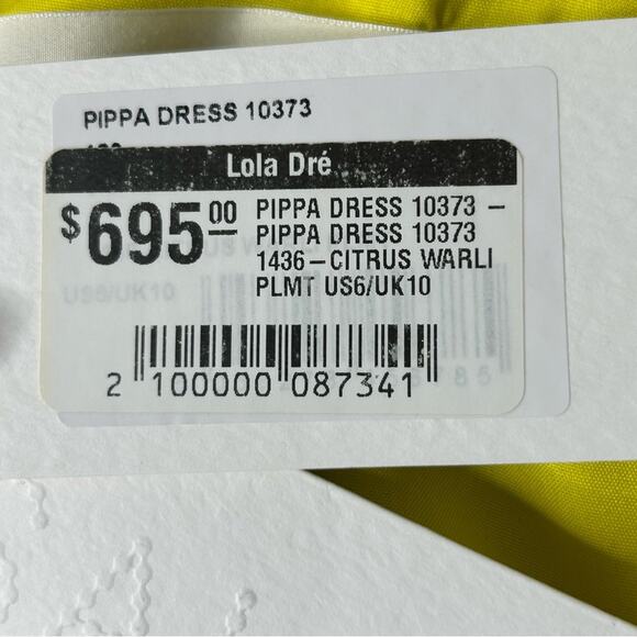 Saloni Pippa Silk Midi Dress Georgette Jungle Yellow Ruffle Citrus Floral NWT 6 - Picture 7 of 16